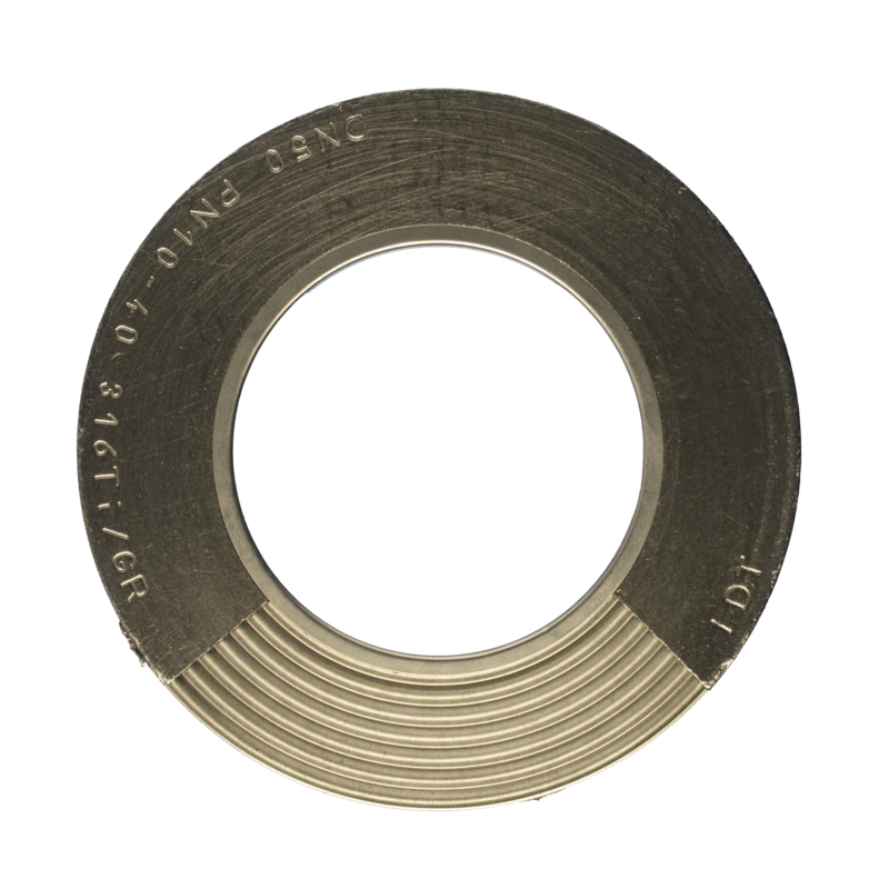Banguota metalinė tarpinė su dvipusiu daliniu grafito sluoksniu ir vidiniu žiedu